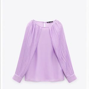 Pleated Cape Sleeved Blouse